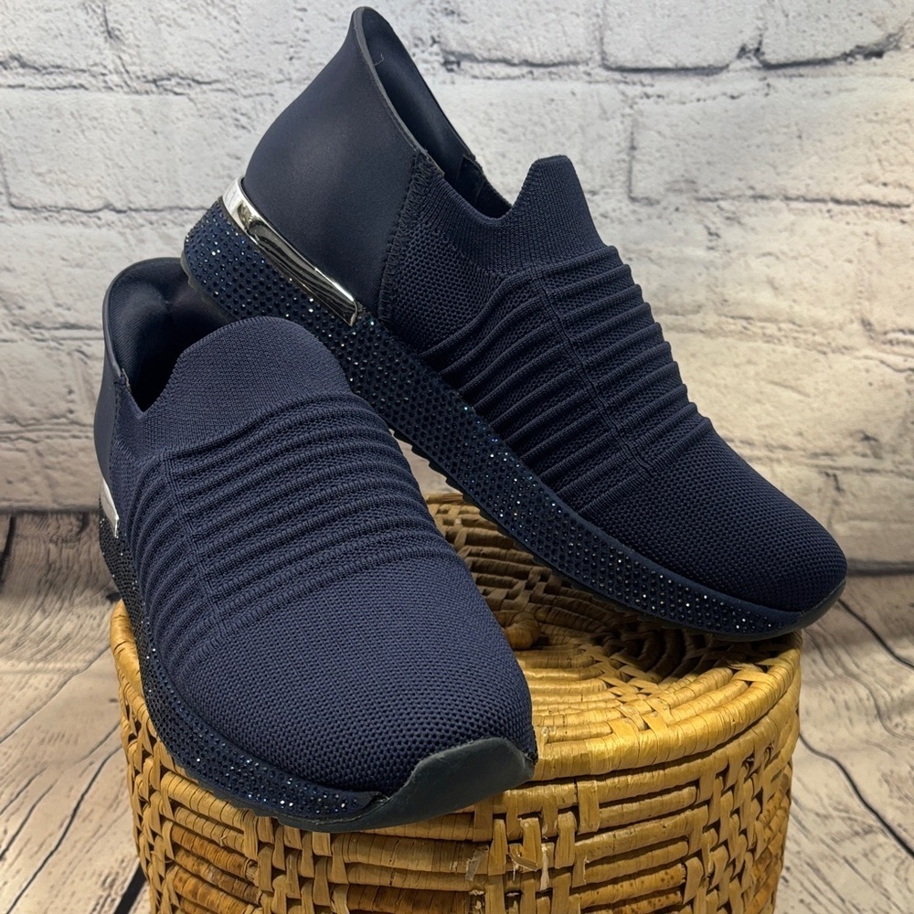 Kenneth Cole Navy Textured Sneakers